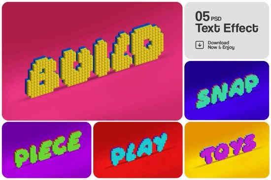 Bricks Toy Editable Text Effect Set