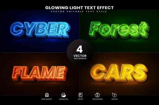 Glowing Light Editable Text Effect