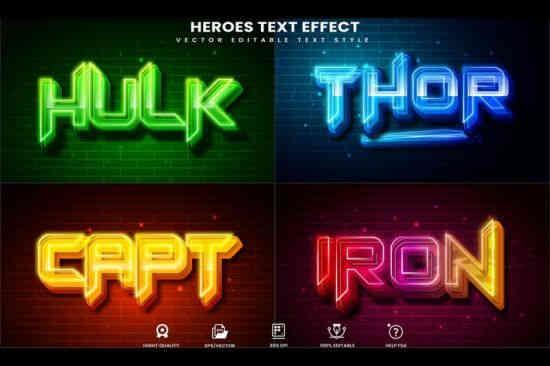 Heroes Light Editable Text Effect