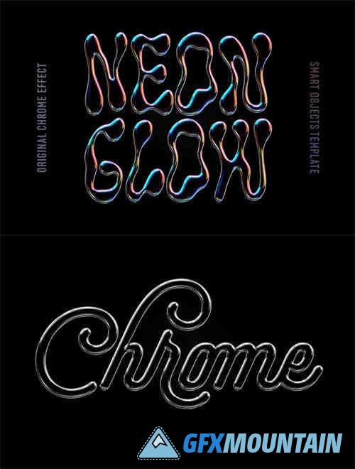 Neon Glow Chrome Text & Logo Effect