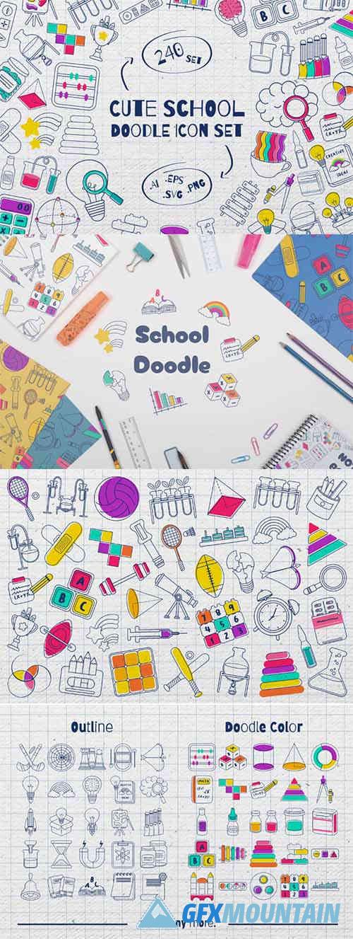 Illustration - Cute School Doddle Icon Set