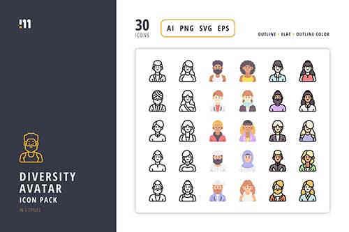 Diversity Avatar Icon Pack