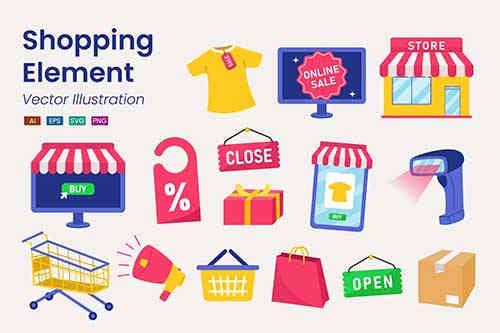 Shopping Element Illustration Set