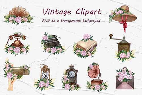 Floral Vintage Clipart