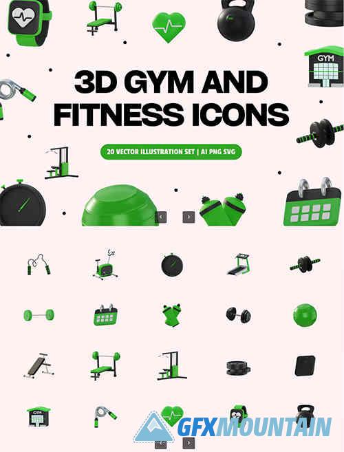 3D Gym & Fitness Icons