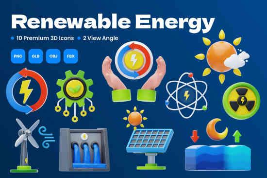 Renewable Energy 3D Icon