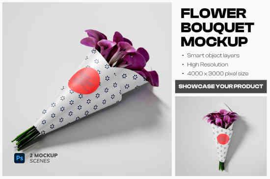 Paper Flower Bouquet Mockup