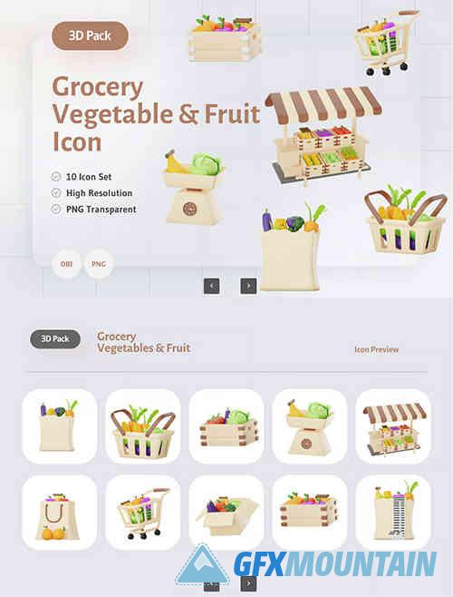 3D Icon Grocery Illustration