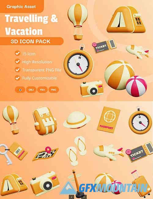 Travelling & Vacation 3D Icon Pack