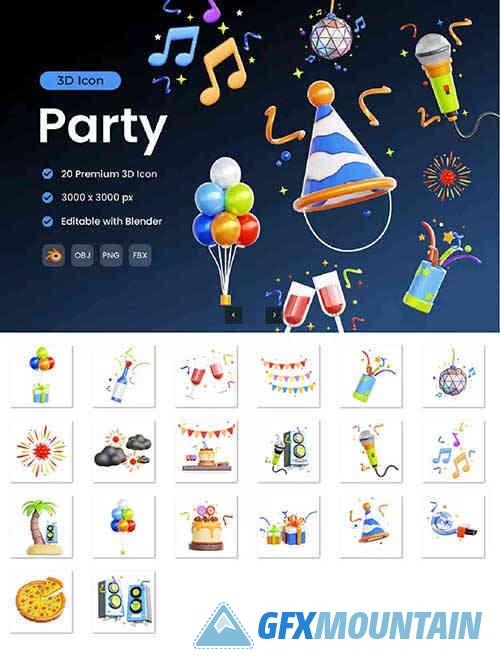 Party 3D Icon Pack