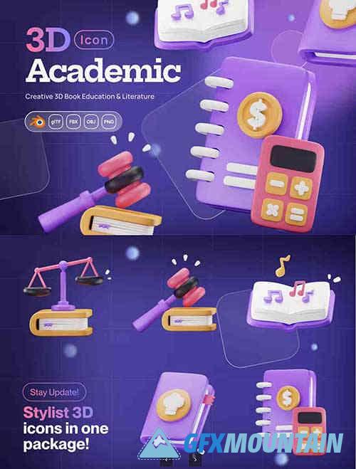 3D Finance Book Calculator Court Gavel Law Scales