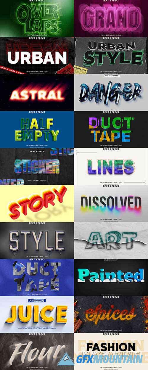 Psd style text effect editable set