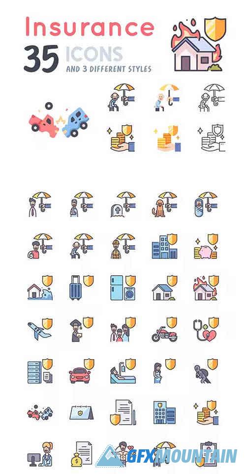 Insurance icon set