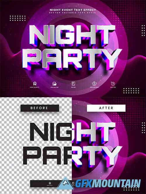 3d Night Party Editable Text Effect