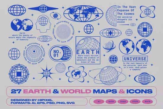 Earth & World Maps & Icons