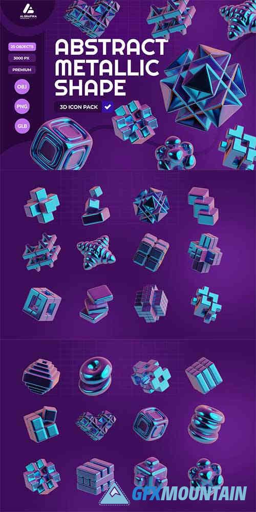 Abstract Metallic Shape 3D Icon