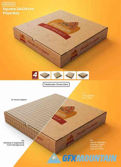 Square Pizza Box Mockup