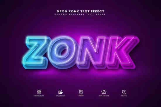 Zonk Glowing Editable Text Effect