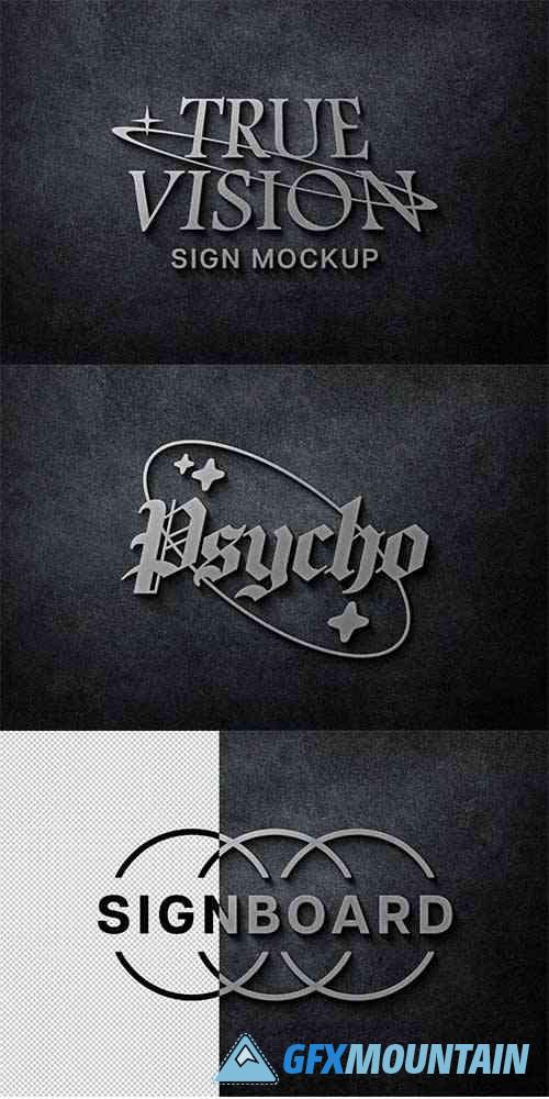 Luxury Silver Signboard Logo Mockup