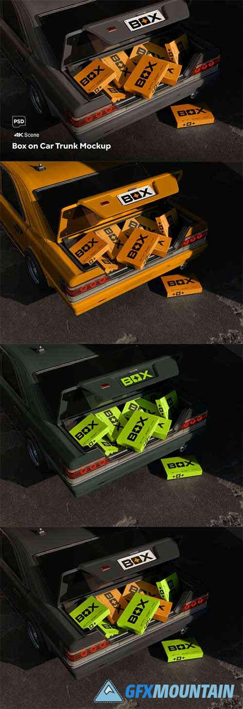 Box on Car Trunk Mockup