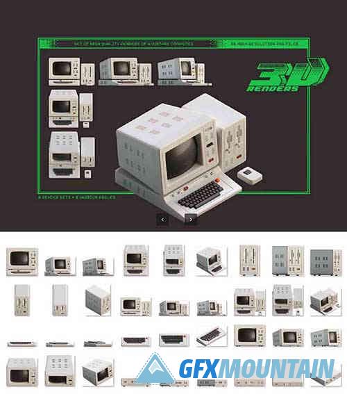 Vintage Computer PNG Set