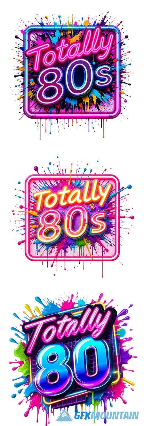 Retro Neon 80’s PNG Designs