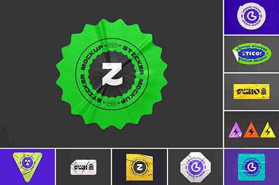 Sticker Branding Mockup Set