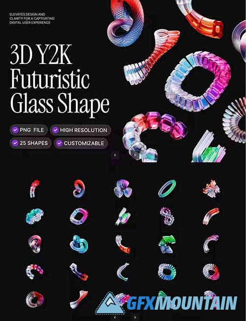 3D Y2K Futuristic Glass Shape