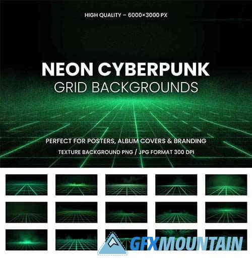 Neon Cyberpunk Grid Backgrounds