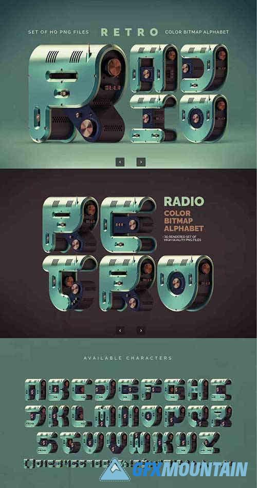 Retro Radio - Color PNG Alphabet