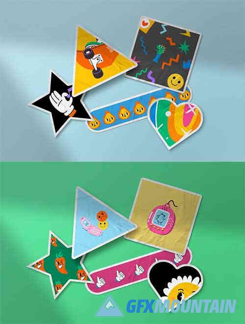Crumpled Sticker Mockup