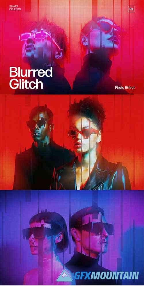 Vertical Glitch Photo Effect Template