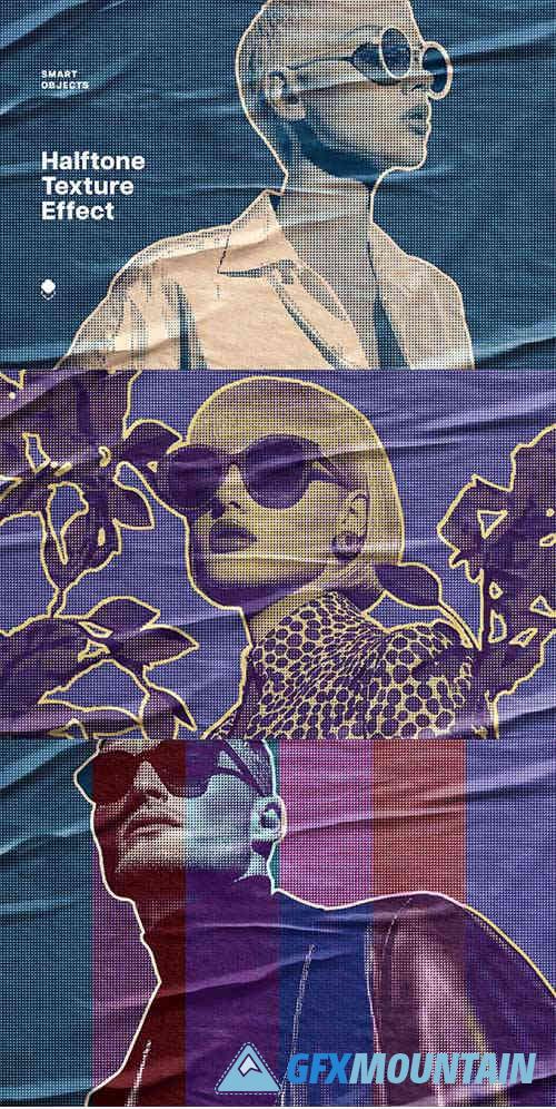 Halftone Texture Glued Paper Effect