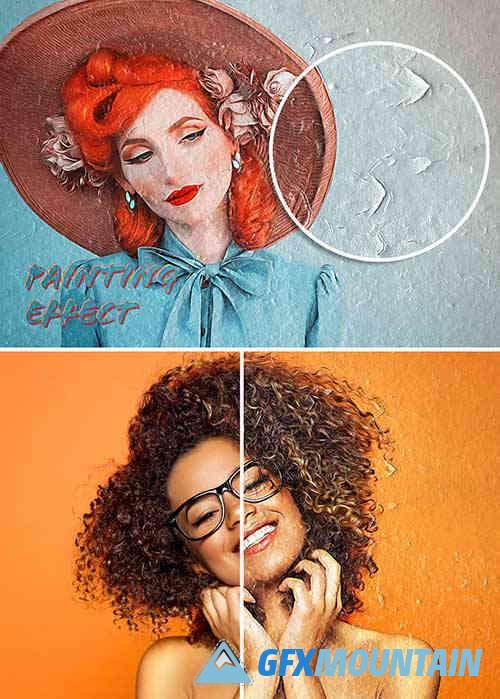 Oil Paint Photo Effect on Cracked Wall Surface