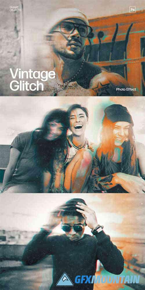 Vintage Glitch Photo Effect Template
