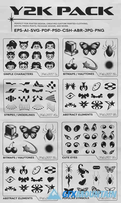 Y2K Pack - 300+ Halftone Shapes