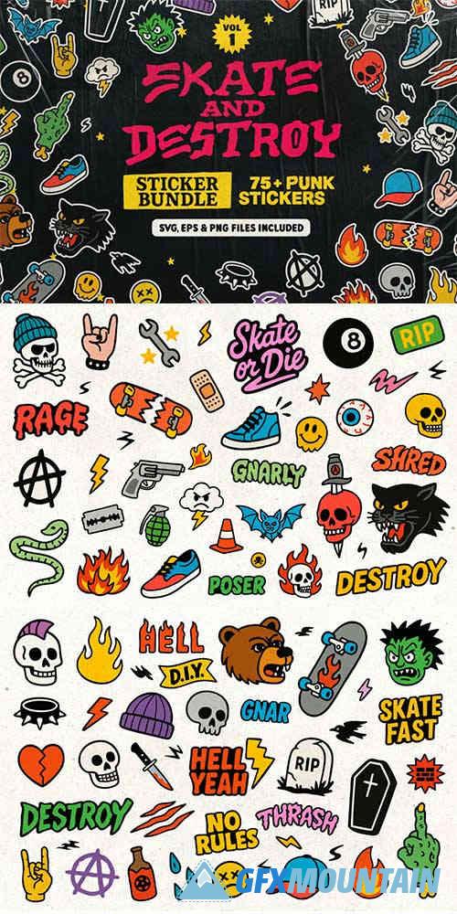 Skate and Destroy | 75+ Punk Stickers Vol. 1