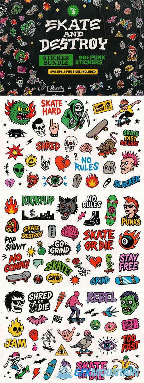 Skate and Destroy | 90+ Punk Stickers Vol. 3