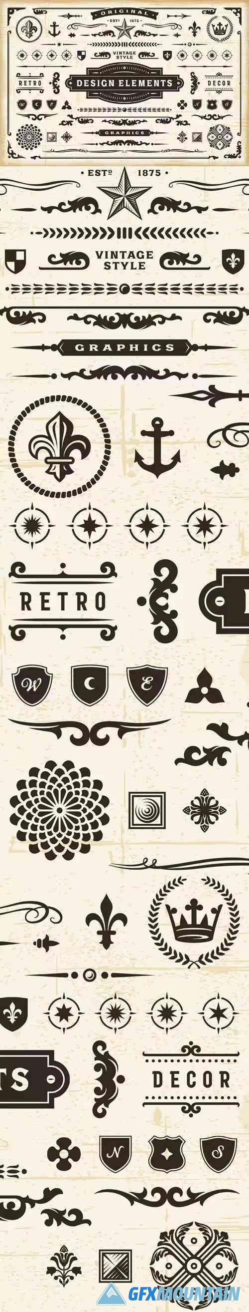 Vintage Design Elements Vector Set