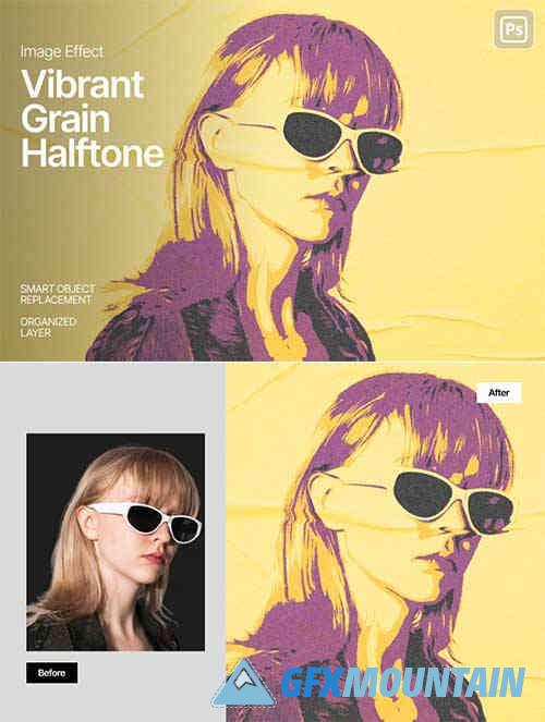 Vibrant Grain Halftone Image Effect
