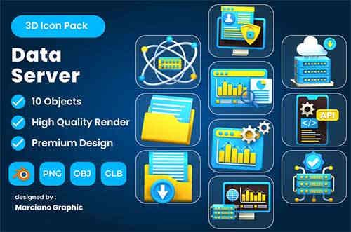 Data Server 3D Icon Pack