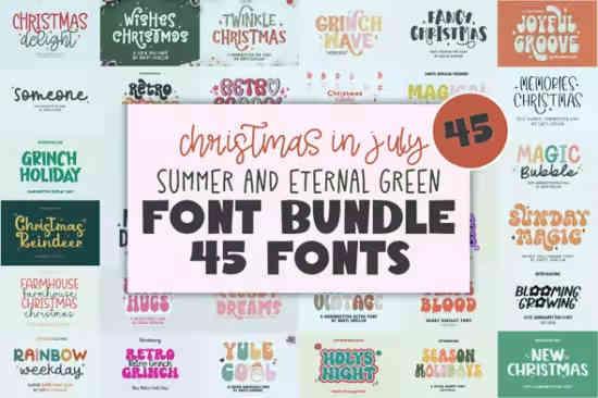 Christmas in July - Summer & Eternal Green Font Bundle