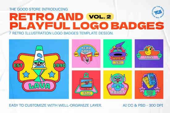 Retro and Playful Nerdy Thing Logo Badges Vol 2