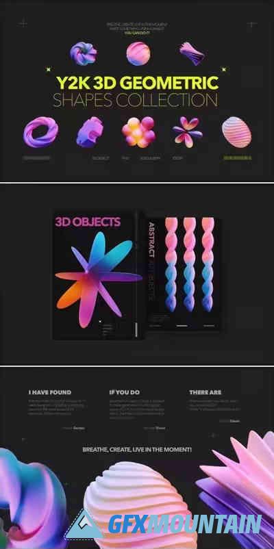 Y2K 3D Geometric Shapes Collection