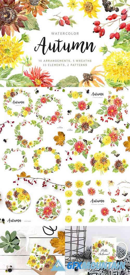 Autumn Watercolor Floral Collection