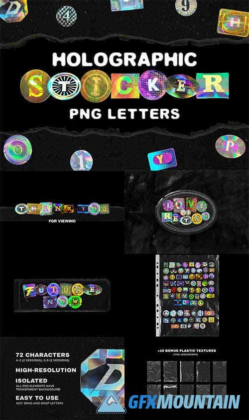 Holographic Sticker PNG Letters Pack