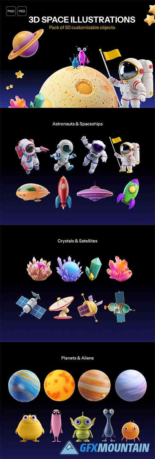 3D Space Objects Pack – 50 High-Res Animated-Style Assets