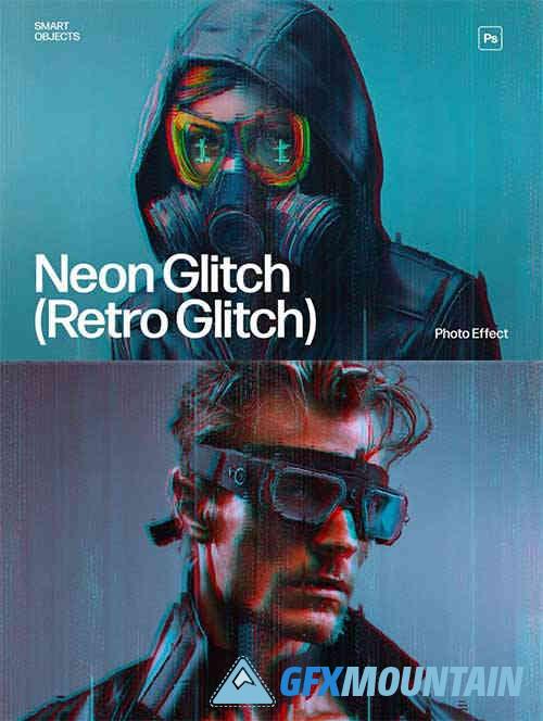 Neon Glitch Photo Effect Template