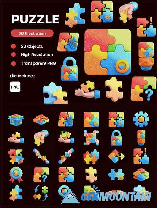 Puzzle 3D Illustration