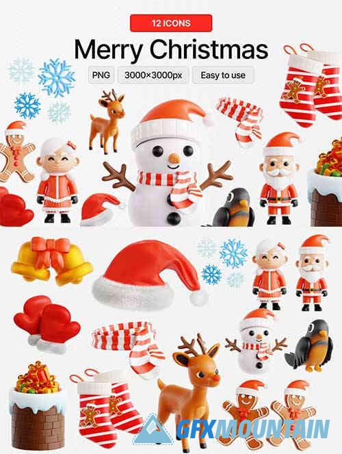 Merry Christmas 3D Icon Set